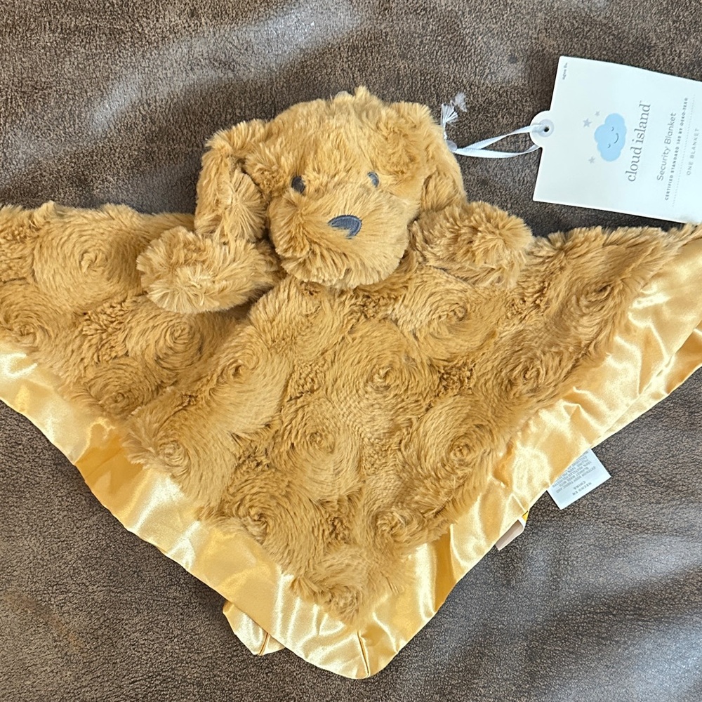 Cloud Island Tan Puppy Plush Security Blanket